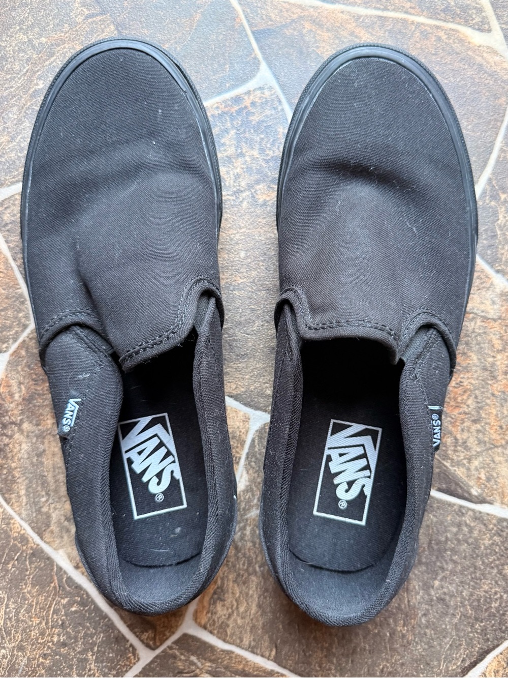 Vans Black Canvas Slip-On Sneakers - Women's 8.5